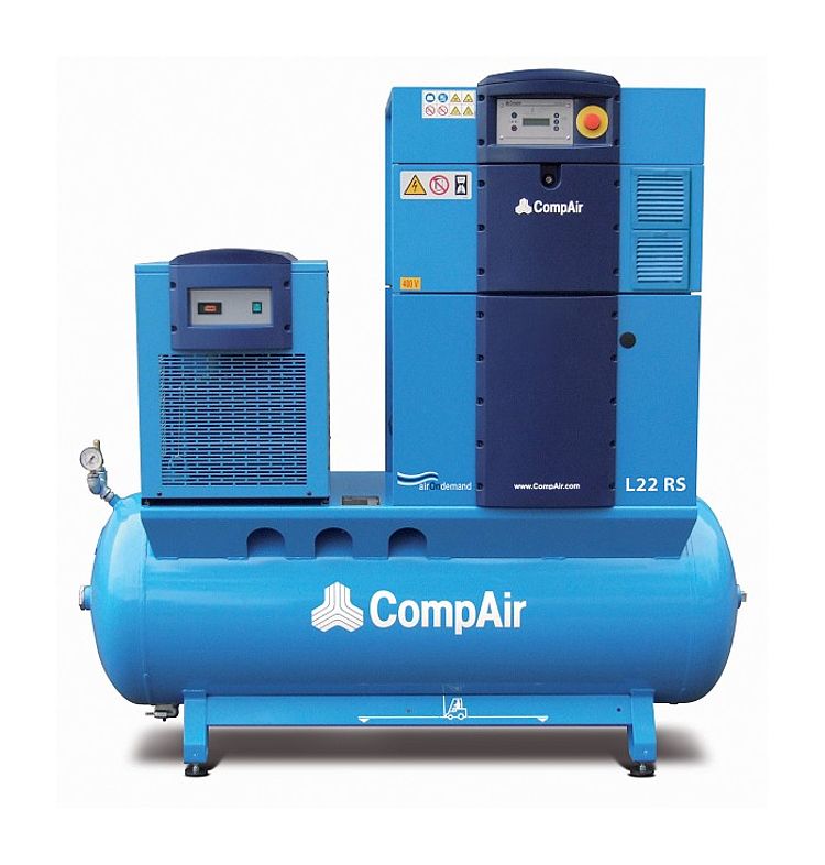 Schraubenkompressor L22 RS mit Kältetrockner auf Druckbehälter (=Airstation) Schraubenkompressor L22 RS mit Kältetrockner auf Druckbehälter (=Airstation)